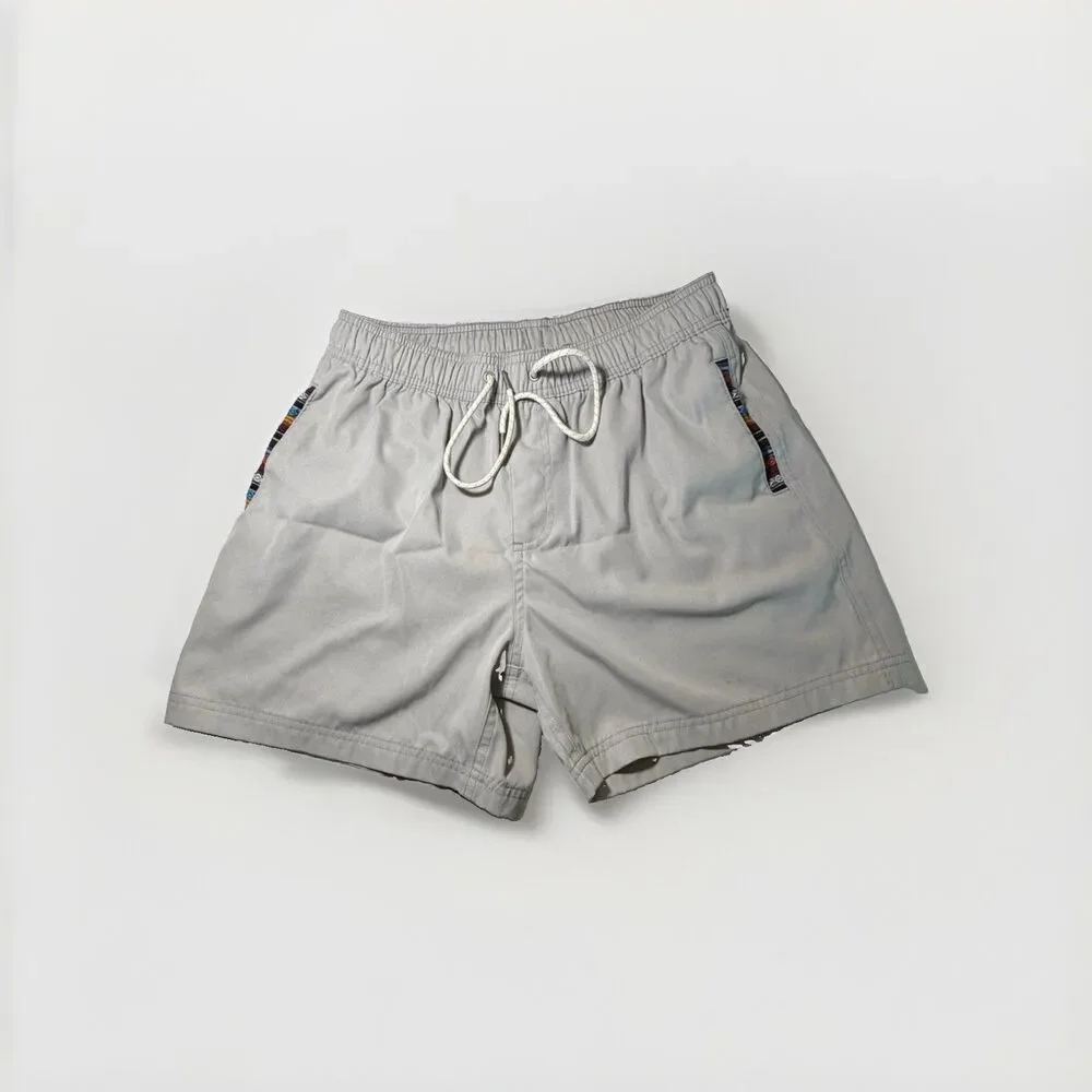 WOWIE Men’s Medium Khaki Hybrid Volley Shorts Elastic Drawstring Beach Casual